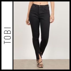 Tobi Hampstead High Rise Slit Hem Crop Skinny Jeans